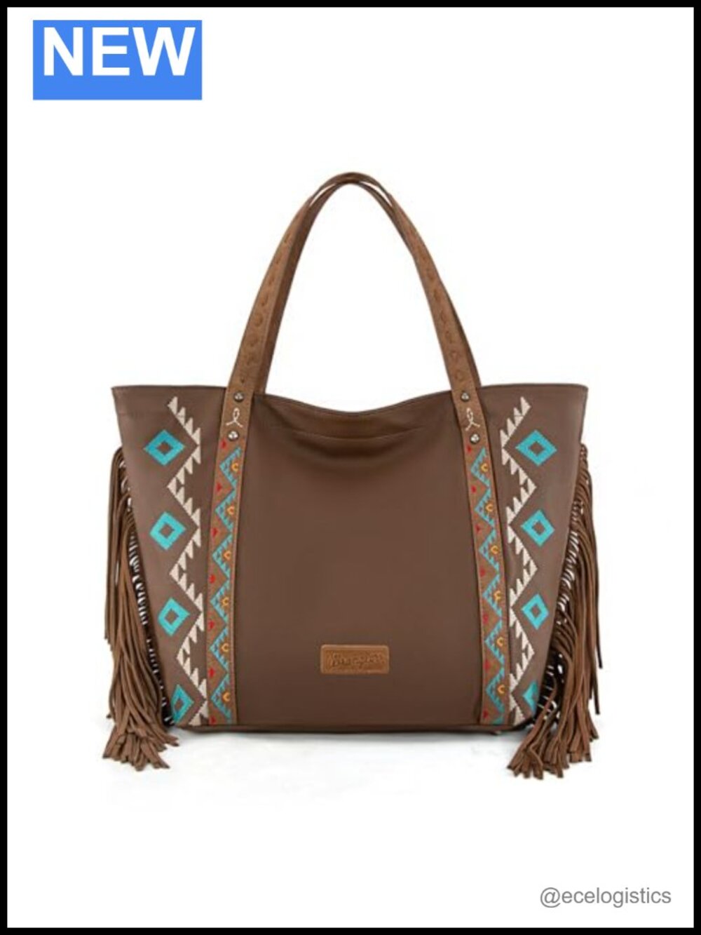 Wrangler Fringe Large Tote Bag Soft Vegan Leather Western Aztec Purse Handbag